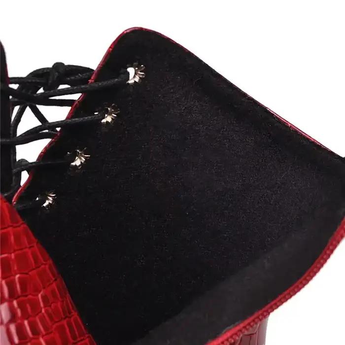 Bottes courtes en faux cuir de crocodile pour femmes