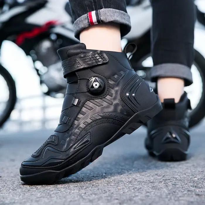 Bottes de moto en cuir pour hommes, respirantes, antidérapantes, résistantes à l'usure, chaussures de course, longueur cheville, nouvelle collection