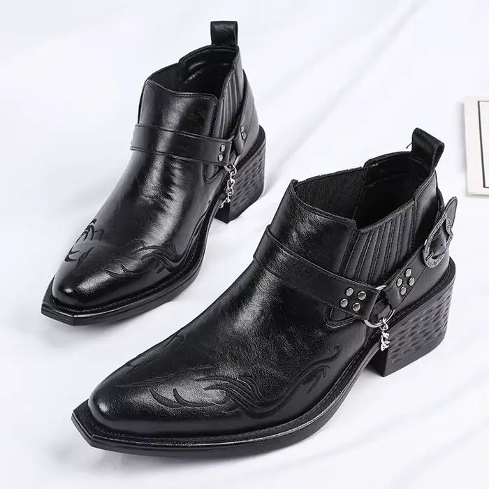 Bottes Chelsea montantes pour homme en cuir PU, pour la marche décontractée et les activités de plein air, chaussures de ville et d'extérieur